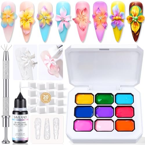 saviland 3d patting gel polish kit: 9 colors pat gel polish pa...