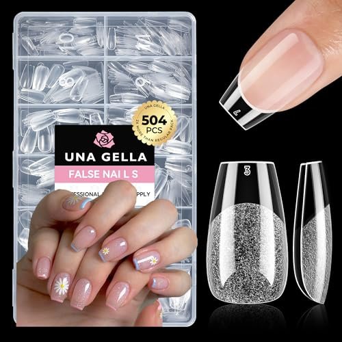 una gella short coffin nails tips, 504pcs no c curve short cof...
