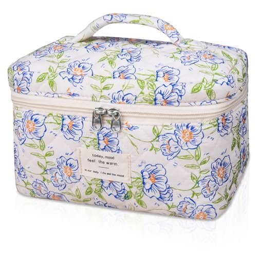 gosect large makeup bag, cute cosmetic bag for women girls, fl...