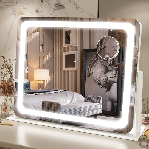 fennio vanity mirror with lights 22''x17'' makeup mirror with...