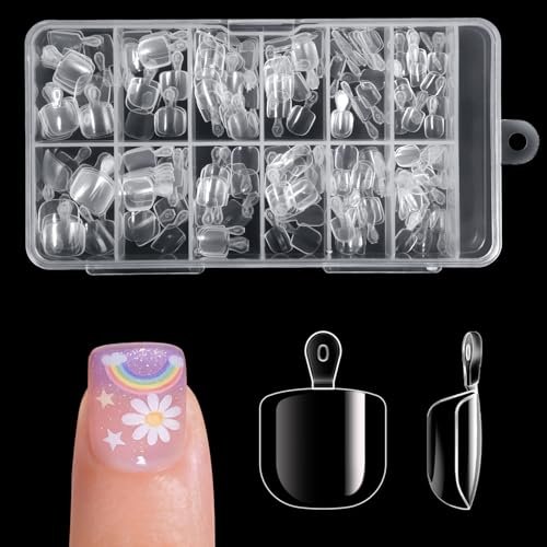 krofaue kids nail tips with handle 240pcs soft gel press on...