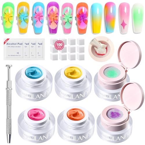 saviland cushion patting gel polish kit: 6 colors pat pat gel...