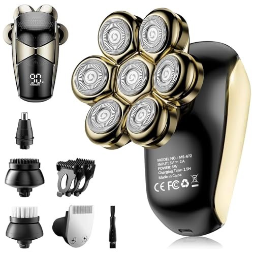 shpavver head shavers for bald men: 5 in 1 electric razor ip...