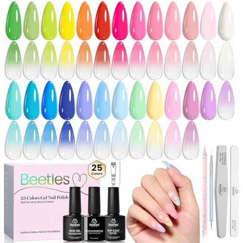 beetles summer gel polish set blooming dye colleciton, 25 pa...