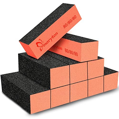 maryton nail sanding blocks, 80/80 grit nail buffer files for...