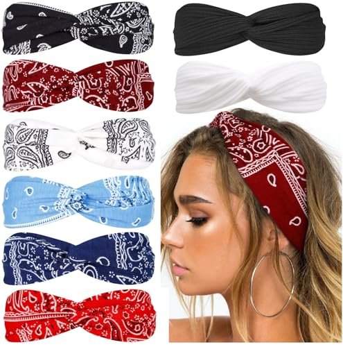 huachi bandana headbands for women boho twist head wraps, elas...