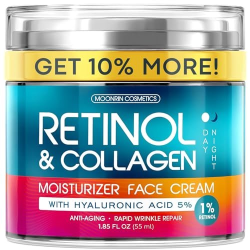retinol cream for face with hyaluronic acid, day night anti ag...