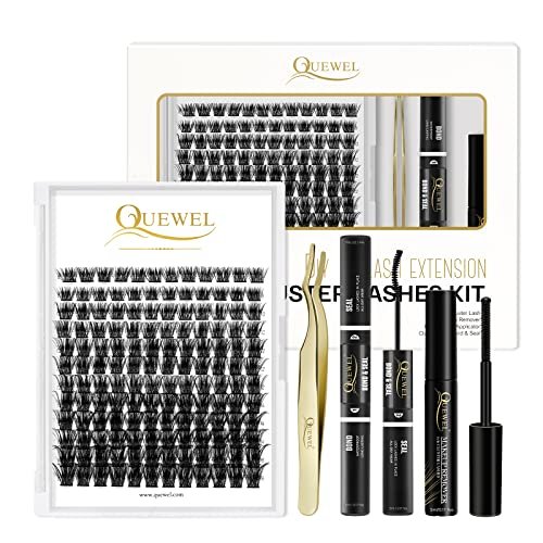 quewel lash clusters kit 144 pcs eyelash clusters, with applic...