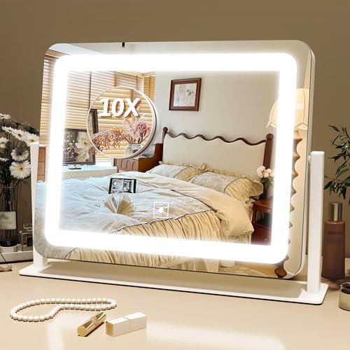 fennio vanity mirror with lights, 12" x 16" lighted makeup mir...