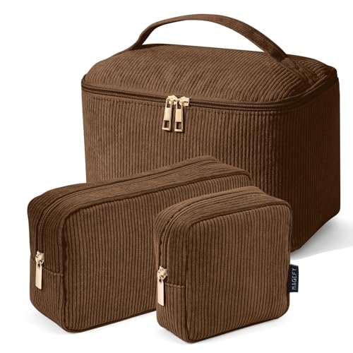 magefy makeup bag, 3 pcs cosmetics bag large capacity with han...