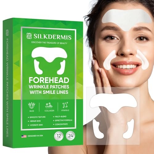 silkdermis forehead wrinkle patches 12pcs, smile line patches...