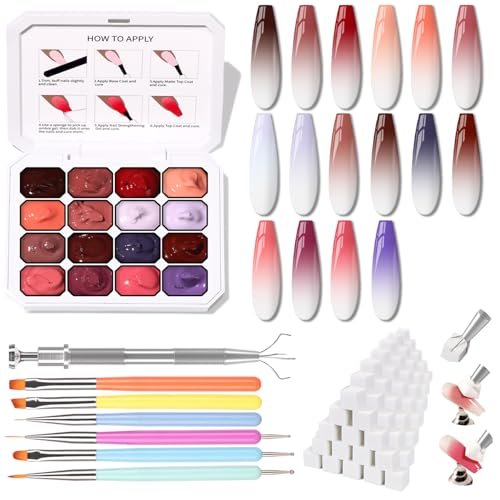karroy sponges pat gel nail polish palette, 16 colors blending...