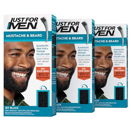 just for men mustache & beard, beard coloring for gray hair wi...
