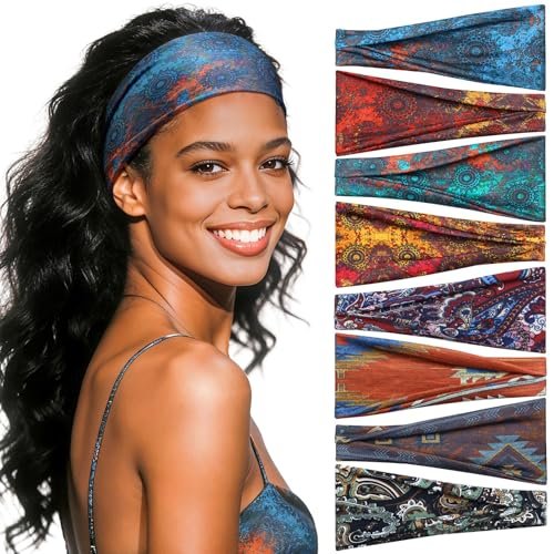 awumbuk headbands for women, 8 pack non slip moisture wicking...