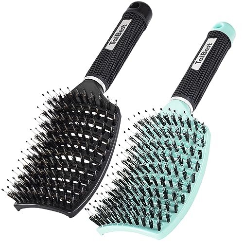 taibest boar bristle hair brush set dry/wet hair brush detan...