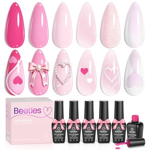 beetles pink gel nail polish set – blush cotton 6 colors gel p...