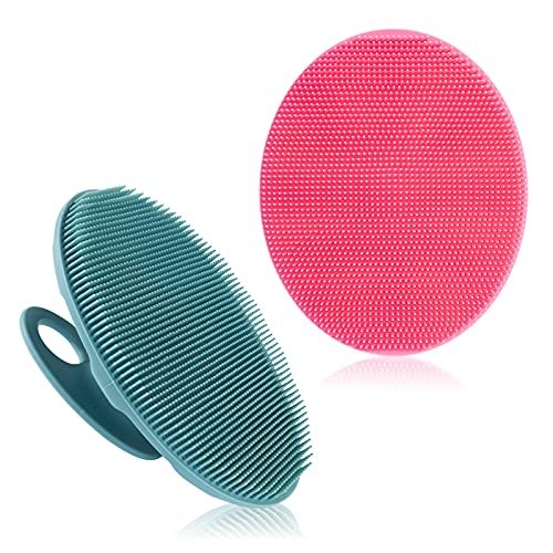 soft silicone body cleansing brush shower scrubber, gentle exf...