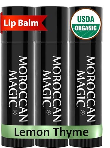 moroccan magic organic lemon thyme lip balm 3 pack | ultra hyd...
