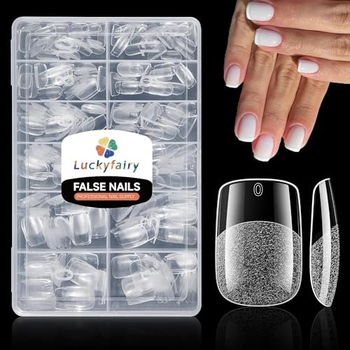 luckyfairy square nail tips: 240pcs short squoval soft gel tip...