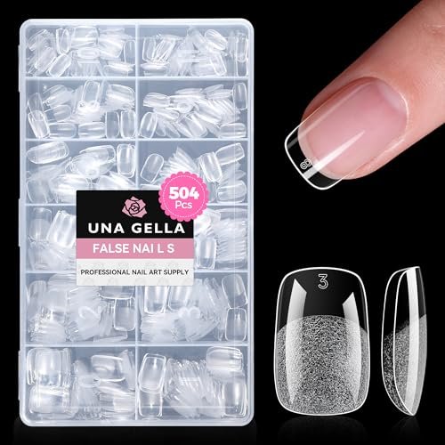 una gella gel nail tips square & squoval short, 504pcs short r...