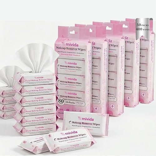 mivida 50 packs hypoallergenic mini makeup remover wipes bulk...