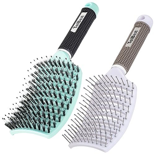 taibest boar bristle brush set dry/wet detangler for fine, t...