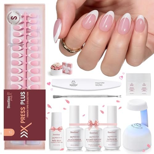 beetles x press gel nail kit, press on nails short almond kit...