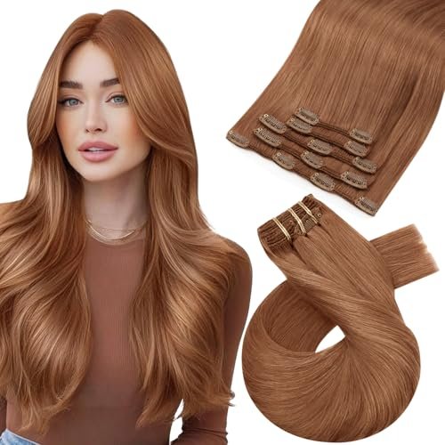 moresoo copper brown hair extensions clip ins short hair full...
