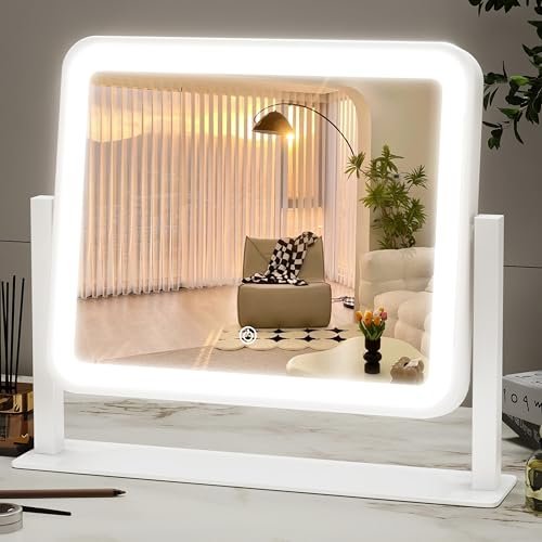 rolove 14"x12"vanity mirror, lighted makeup mirror for vanity...
