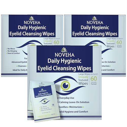 noveha 180pcs daily hygienic eyelid & lash wipes | individuall...