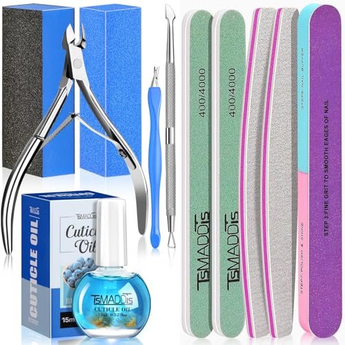 tsmaddts nail manicure kit with 3 nail files, 2 buffer blocks,...