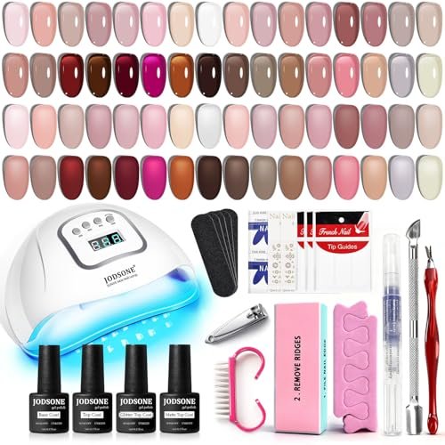 jodsone 36pcs jelly gel nail polish kit with 4 functional gel...