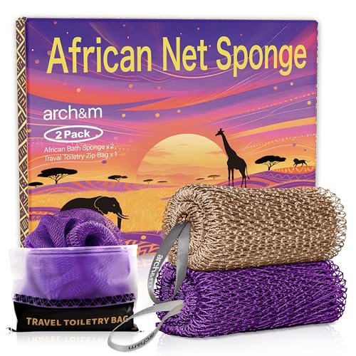 arch&m african net sponge authentic 2 pack 53" long exfoliat...