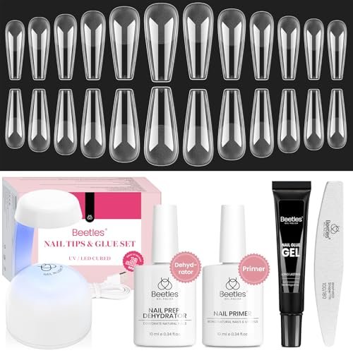beetles gel nail kit long coffin, with dehydrator and primer,...