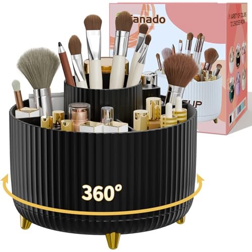 fanado 360° rotate makeup brush holder organizer, makeup organ...
