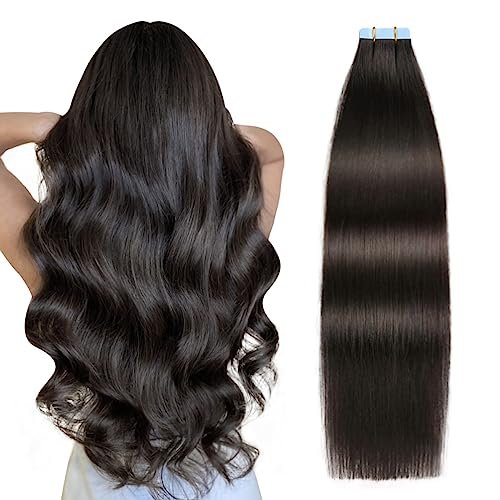 suyya tape in hair extensions human hair off black 100% real h...