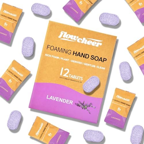 flowcheer foaming hand soap tablets, 12 pack – lavender fragra...