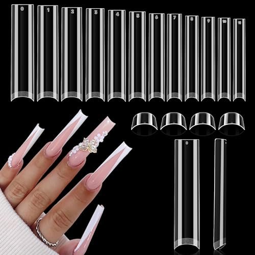 una gella 504pcs no c curve tapered square nail tips, 3xl extr...