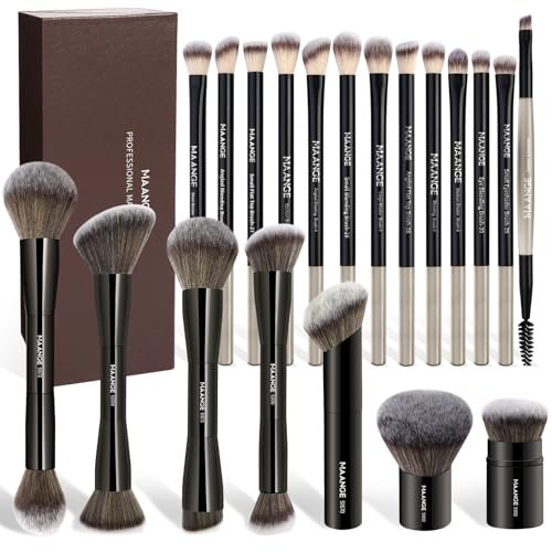 maange 20 pcs makeup brushes with gift box, double end multi f...