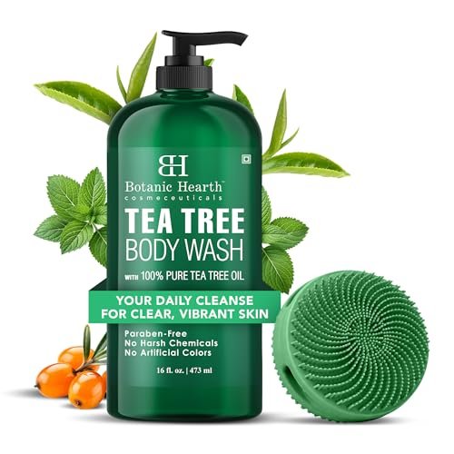 botanic hearth tea tree body wash with silicone dual sided des...