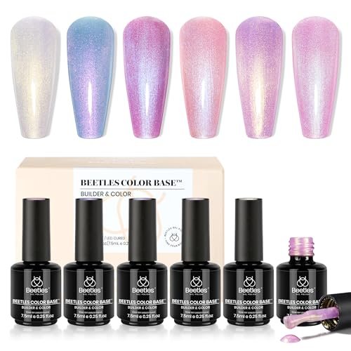 beetles pearl rubber base gel set 6pcs pastel rubber base coa...
