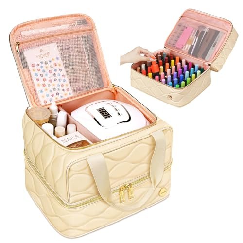 yorepek nail polish organizer case holds 42+ bottles , 2 layer...