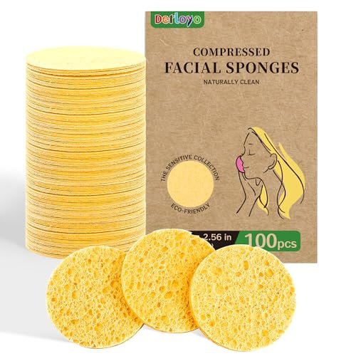 100 count compressed facial sponges, natural cosmetic spa spon...