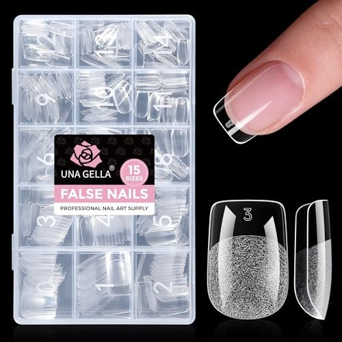 una gella gel nail tips square short, 15 sizes short square pr...