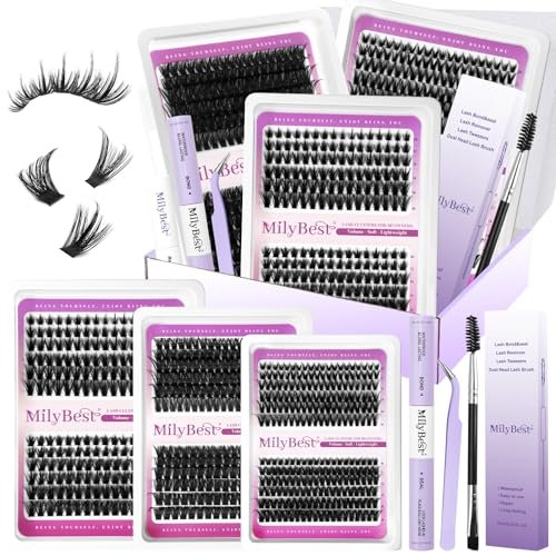 milybest 3 styles lash clusters kit manga 636pcs eyelash clust...