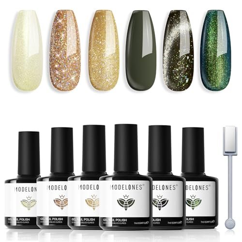 modelones gel nail polish set, 6 colors 2026 spring summer gre...