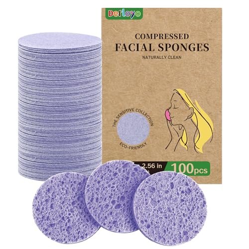 100 count compressed facial sponges for washing face, natural...