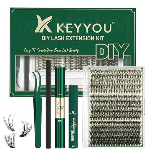keyyou lash extension kit diy 300pcs lash clusters eyelash ext...