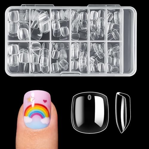 krofaue short suqare kids false nails 240pcs press on nails...