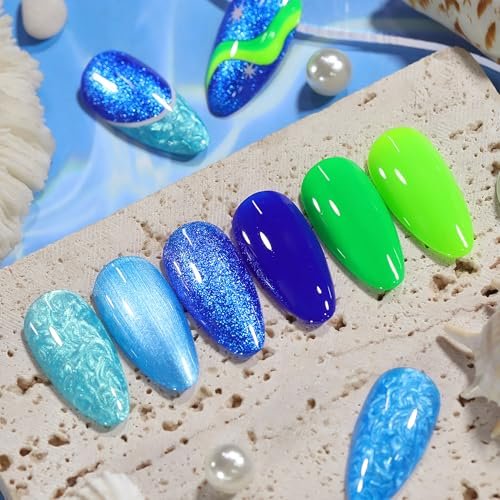 born pretty neon green blue gel nail polish 6 colors shell swi...